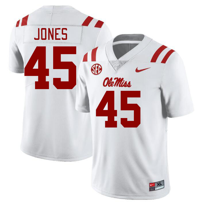 Ole Miss Rebels #45 Jackson Jones College Football Jerseys Stitched Sale-White